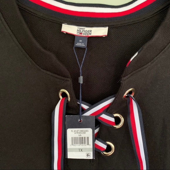 Tommy Hilfiger Plus Size Long Sleeve Lace Up Dress - Picture 9 of 12